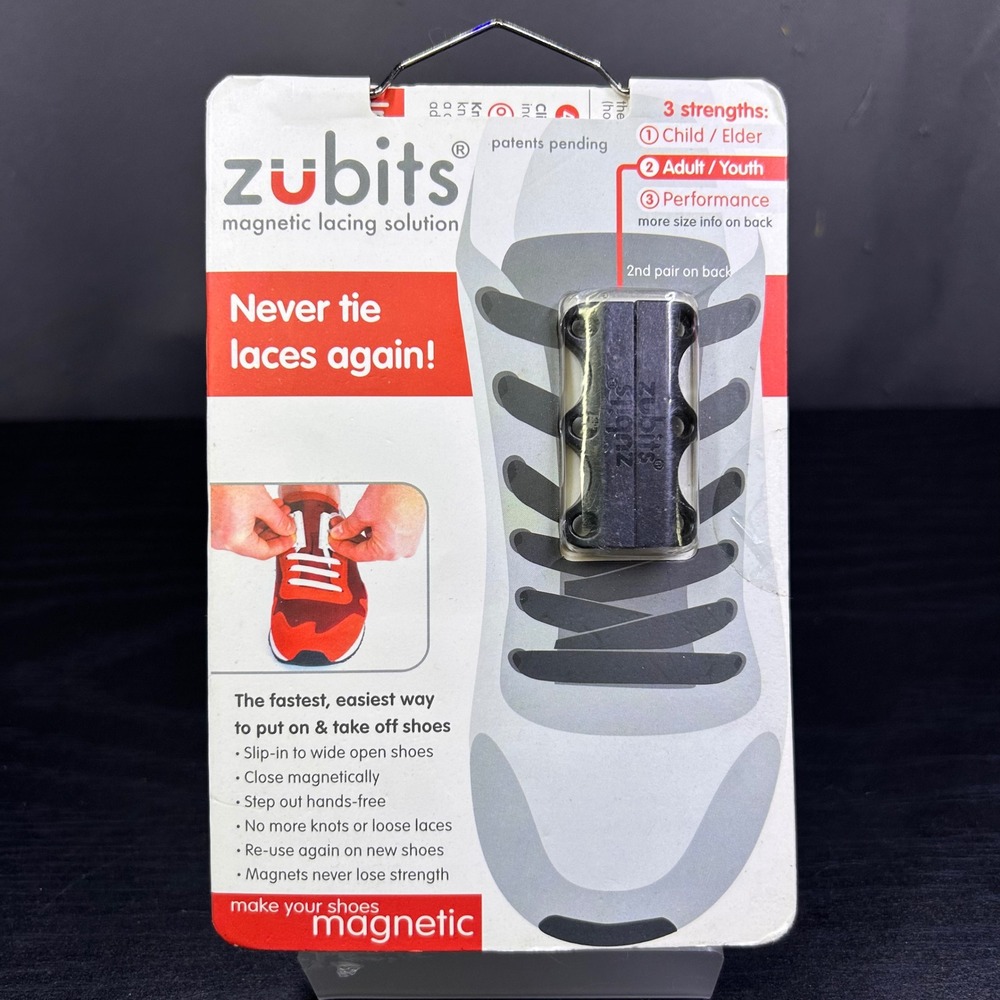 NEW Zubits Magnetic Lacing Solution‎ Shoe Closures Adult Youth Size 2 Black